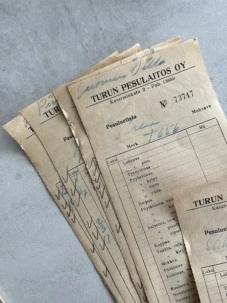 [vintage] Finnish laundry receipts (5pcs)