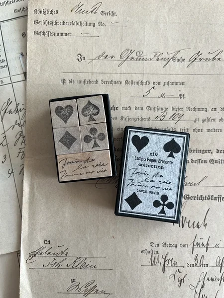 [preorder] rubber stamp set Playing Suits, Lamp Paperi Brocante