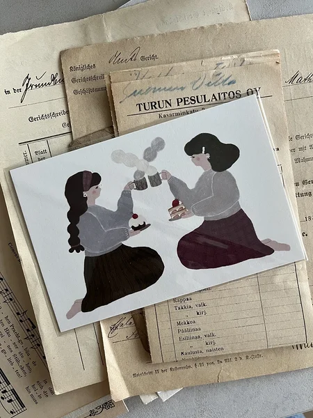 Ivy Snow postcard Sister's Afternoon Tea