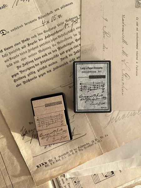 rubber stamp set Piano, Lamp Paperi Brocante