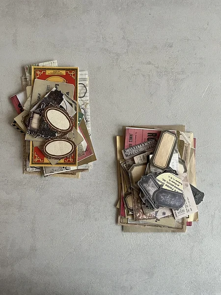 [preloved] pruunides toonides kollaažipaberid (45+tk)