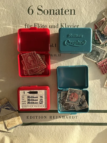 [vintage] Pelikan nib boxes filled with stamps