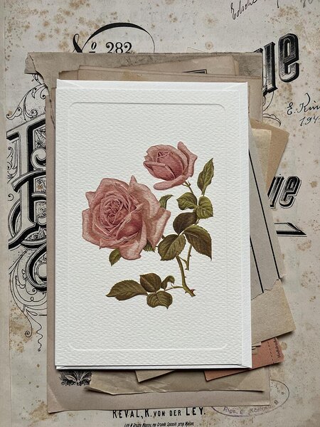 Postcard and Envelope Pink Roses