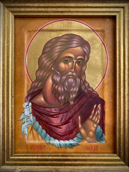 “Holy Prophet Elijah” egg-tempera and gilding on wooden board, 21x16 cm/ 8x6 in, 2018