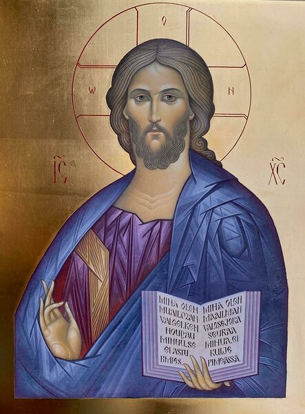 “Pantocrator” egg-tempera and water gilding on wooden board, 23x18 cm/ 9x7 in, 2022