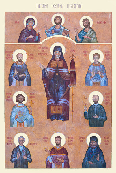 “Eight New Martyrs of Estonia” egg-tempera and gilding on wooden board, 80x55 cm/ 31.5x21.6 in, 2020