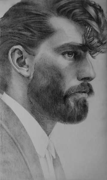 “Patrick Petitjean” pencil on gesso, 26x15 cm/ 10x6 in, 2018