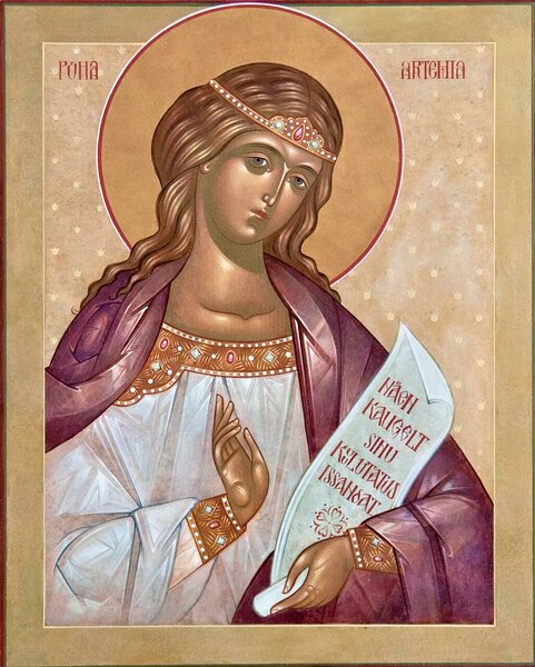 “Holy Martyr Artemia of Rome” egg-tempera on wooden board, 30x24 cm/ 12x9.5 in, 2018