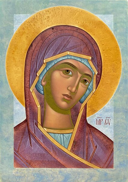 “Mother of God”, egg-tempera on plywood, 21x29,7 cm, 8.3x11.7 in, 2024