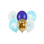 Latex balloons partydeco one year old blue mix 30 cm 6 pcs