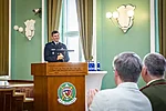 Speech, including the presentation of the Best Faculty Award, by JCGSC 2024-2025 Class Leader, Major Andrius Kabašinskas