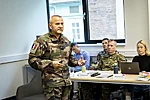 Major General Jean-Pierre Fagué delivering lecture to the BALTDEFCOL HCSC 2025.