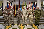 French delegation meets the BALTDEFCOL Commandant, Brigadier General Alvydas Šiuparis, COL Jonathan Huxley and COL Toomas Möls.