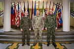 From left to right: BG Mariusz Fryc, Vice-Rector of WSU,  Brigadier General Alvydas Šiuparis, Commandant of BALTDEFCOL and  Major General Mika Kalliomaa, Rector of FNDU.