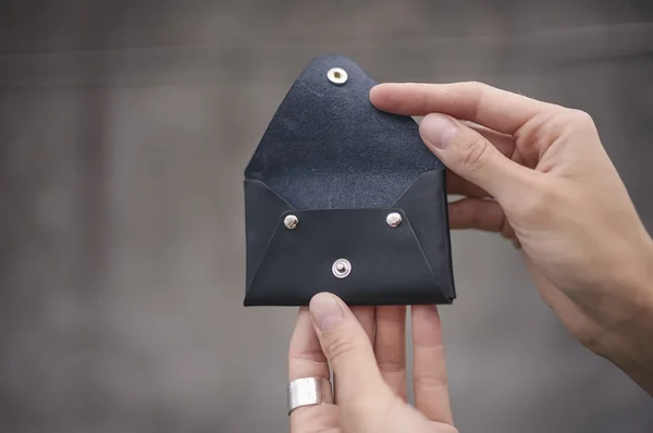 Business card holder with nickel details