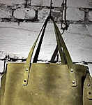 Moss green tote front, rare find