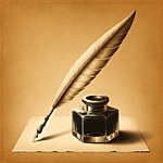 Dall·e 2024 02 01 12.29.00   create a minimalist illustration that features a single elegant quill pen next to a simple glass inkwell filled with black ink, but this time with a w