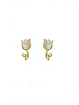 Yuanfan 925 sterling silver cubic zirconia flower dainty stud earring 0