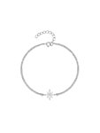 Yuanfan 925 sterling silver cubic zirconia flower minimalist link bracelet 3