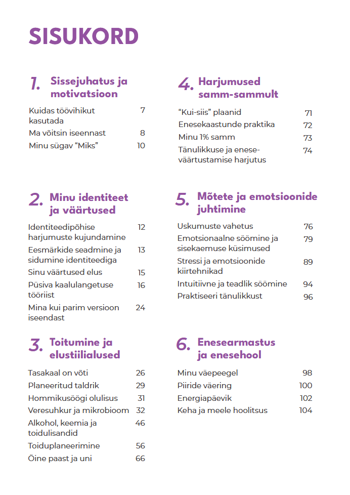 Töövihiku sisuleht 2