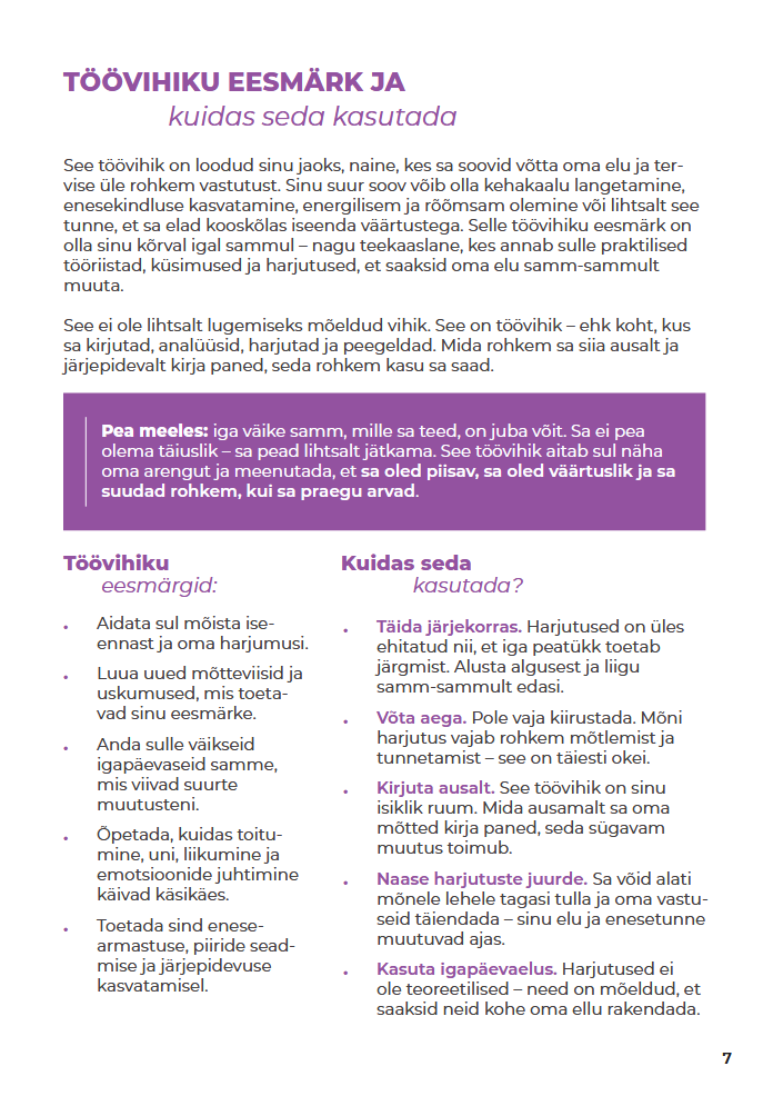 Töövihiku sisuleht 4