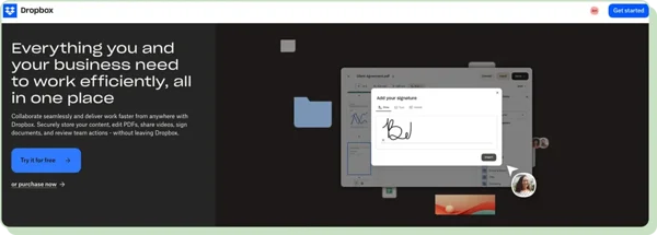 Dropbox - landing page CTA example