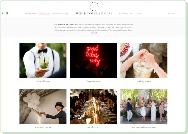 Wedding Planners - example of landing page mistakes