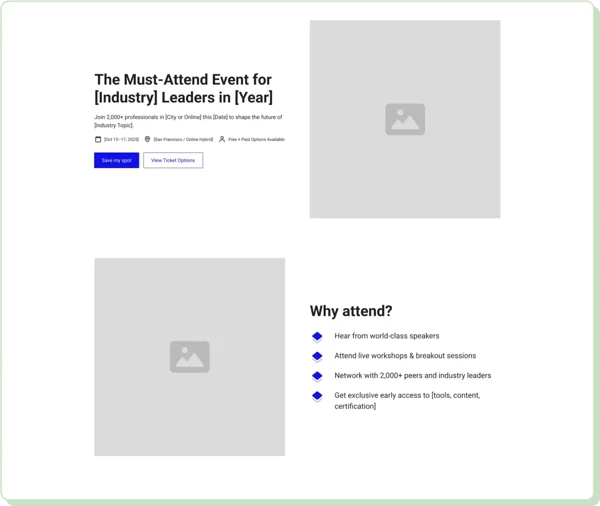Conference registration landing page template