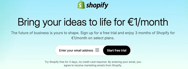 Shopify - landing page CTA example