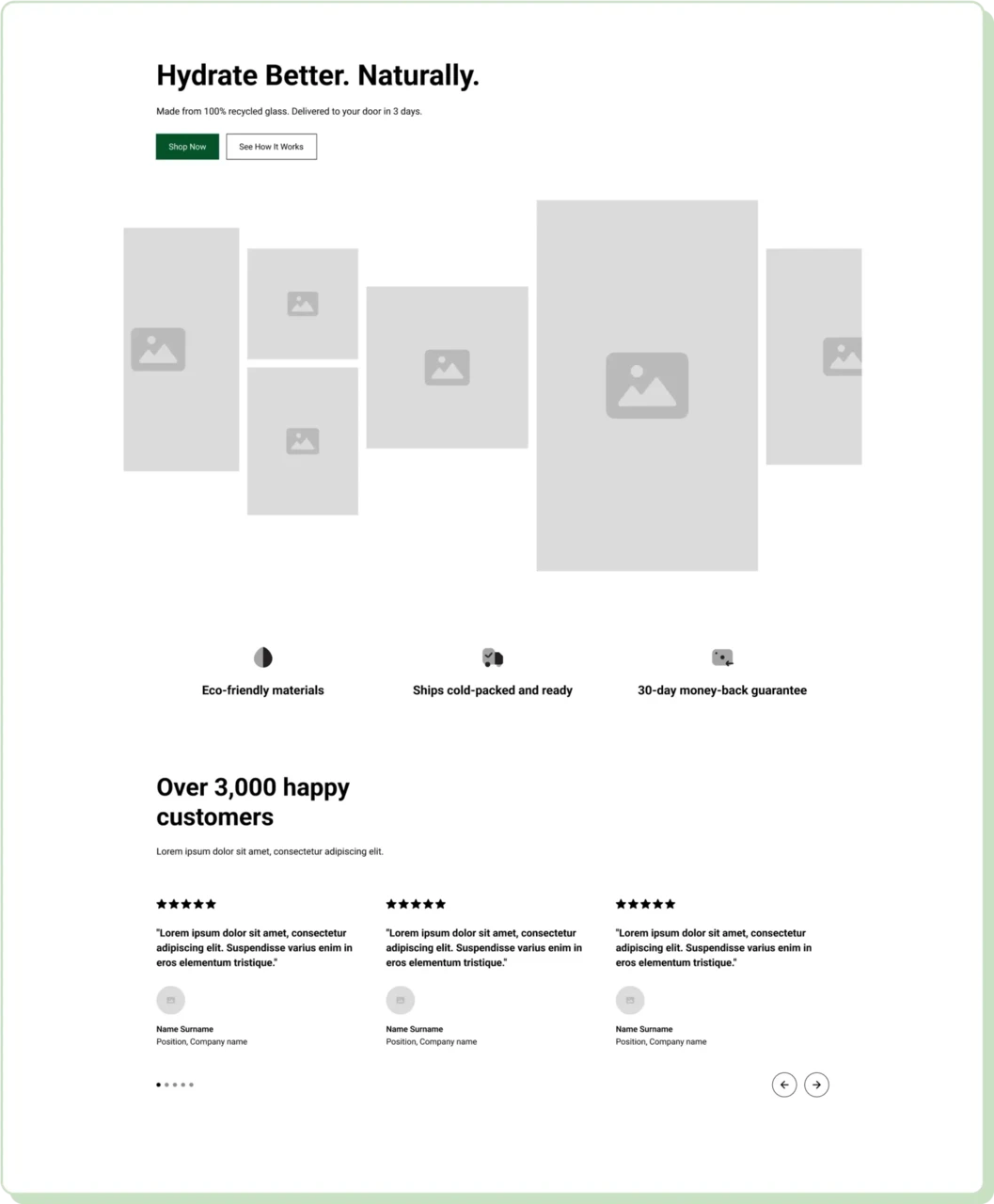 E-commerce landing page template