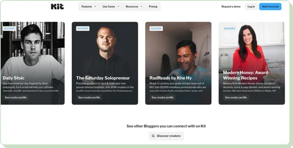 Kit - landing page CTA example