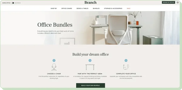 Branch - landing page CTA example
