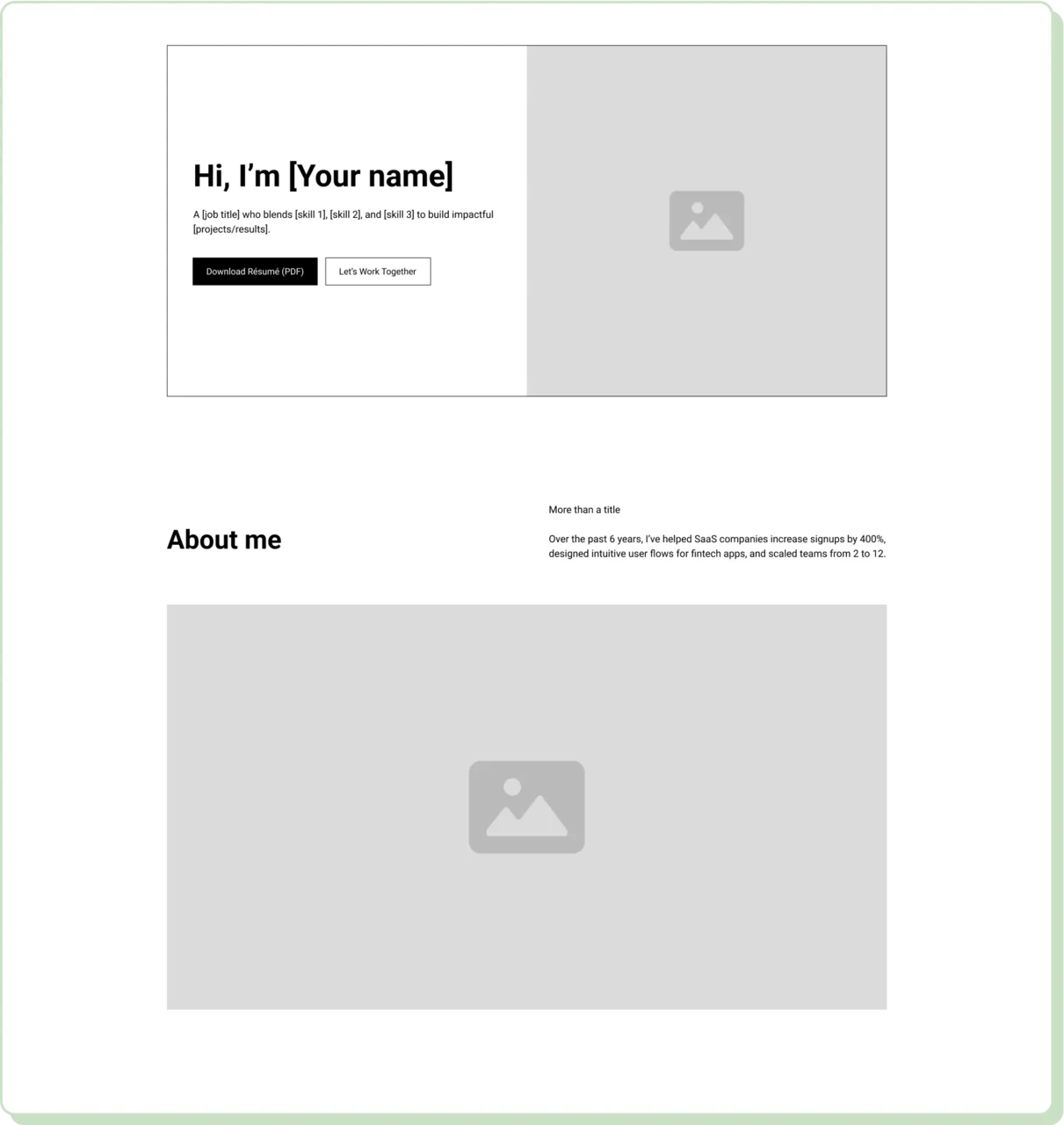 Resume-style landing page template