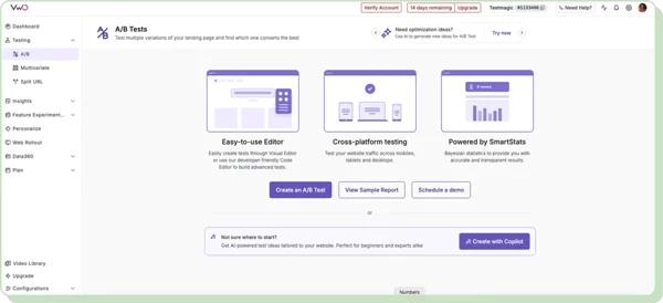 VWO: landing page optimization tool