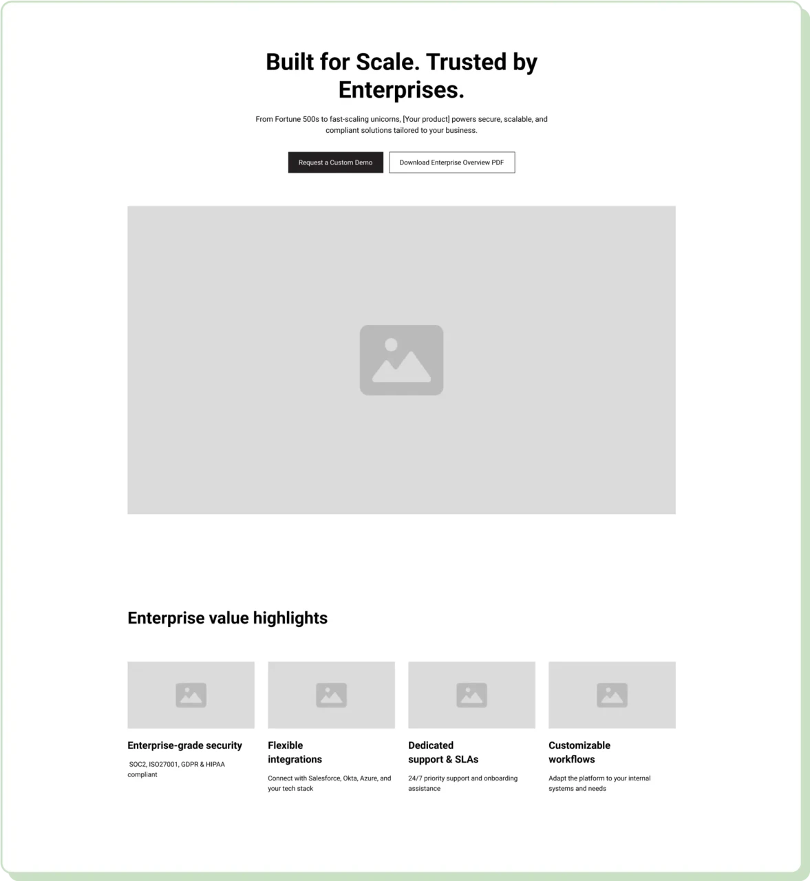 Enterprise landing page template