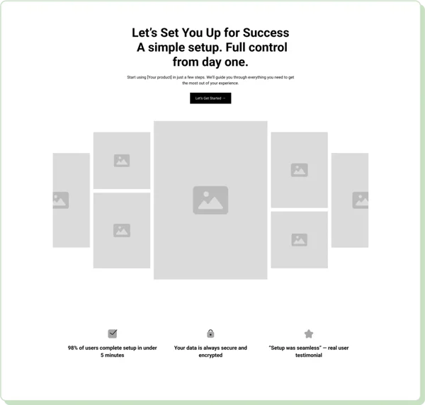  SaaS client onboarding landing page