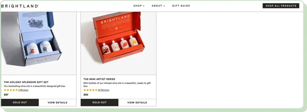 Brightland - landing page CTA example