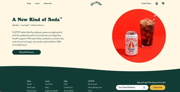 Olipop - landing page CTA example