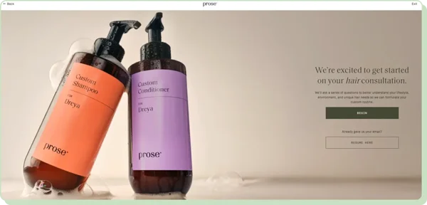 Prose - landing page CTA example