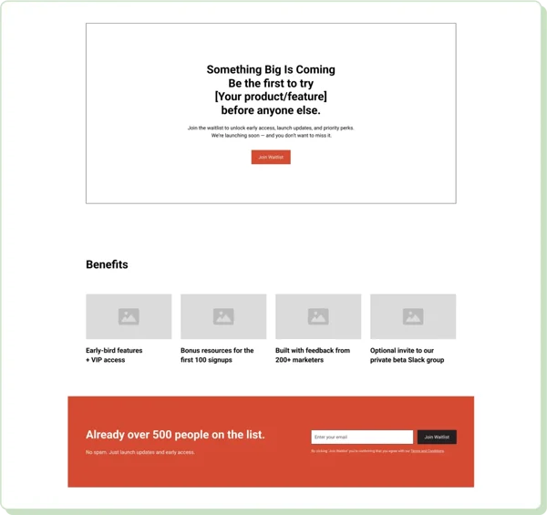 Waitlist/coming soon landing page template