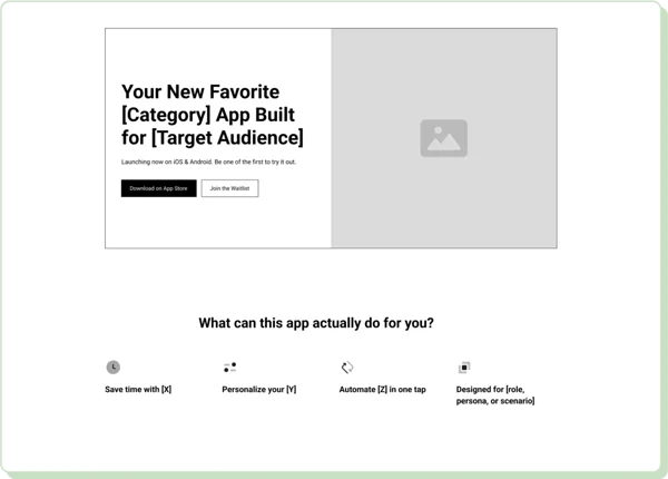 App launch landing page template