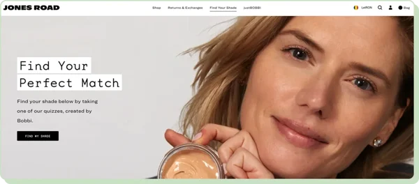 Jones Road - landing page CTA example