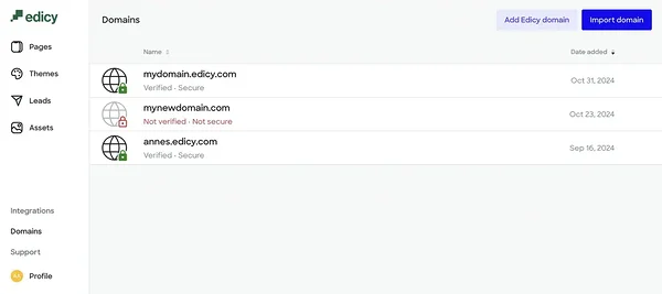 Add and manage domains