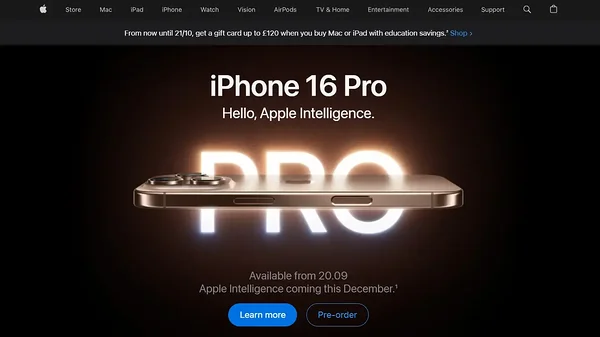 Apple: Sleek product landing page