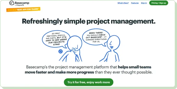 Basecamp: Minimalist landing page