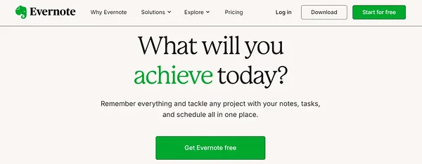 Evernote: Simple yet persuasive landing page copy