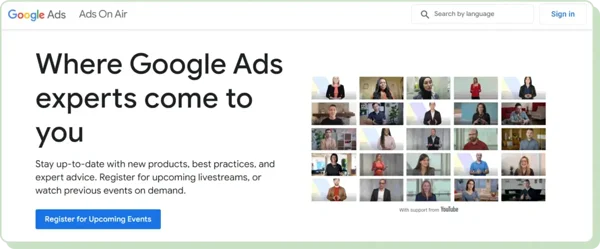 Google: High-impact webinar registration landing page