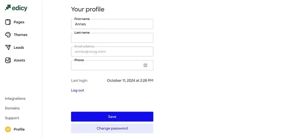 Profile settings