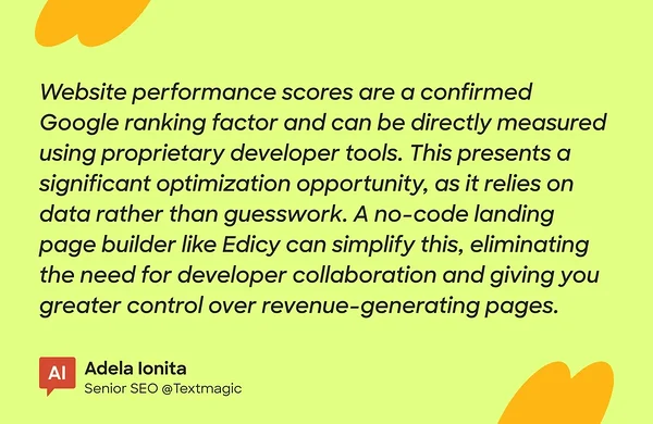 SME quote on website performance scores