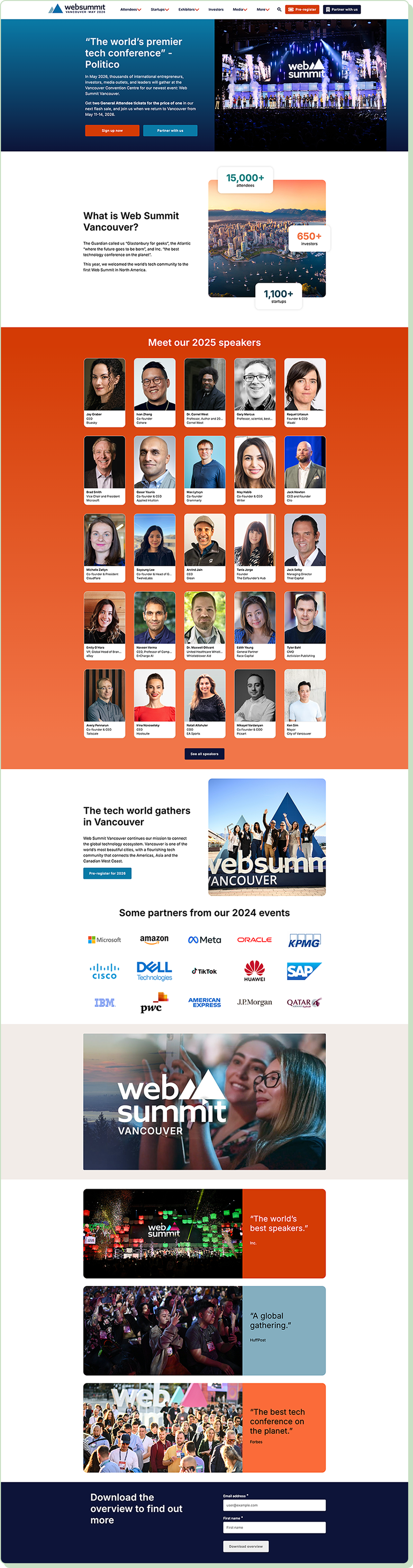 Vancouver Web Summit landing page